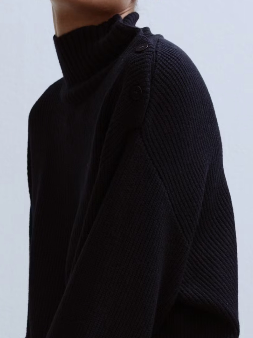 Mango Black Knit Top with Branded Tag PERKINS-NECK SWEATER WITH BUTTON 3295 - Picture 5 of 7